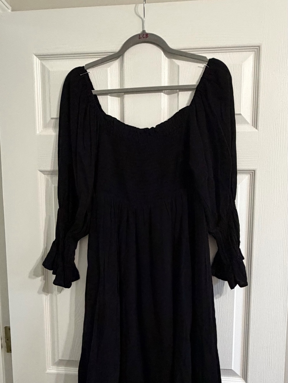 EESOME Black Smocked Babydoll Dress